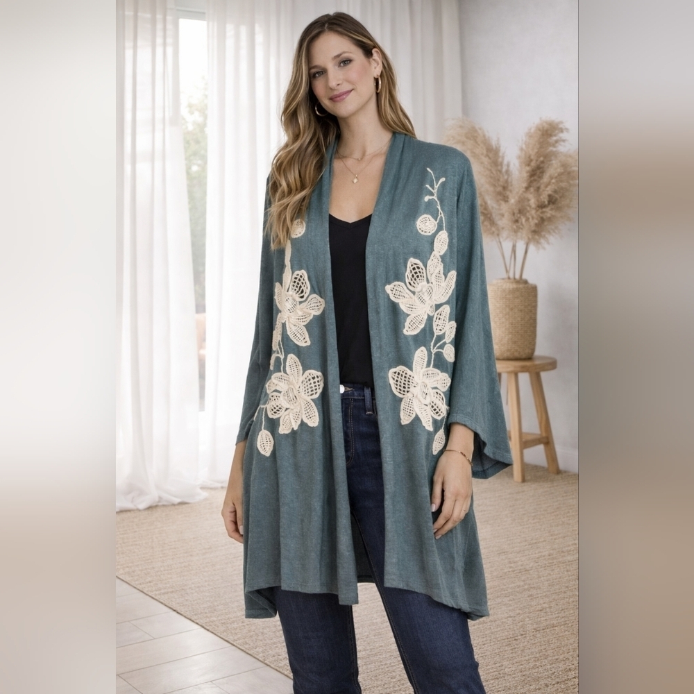 Anthropologie Knitted and Knotted Morning Petals Cardigan Sz M